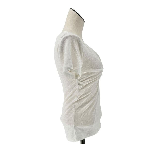 A New Day Top Womens XS White V-Neck Short Sleeve Front Twist Detail - Picture 3 of 9